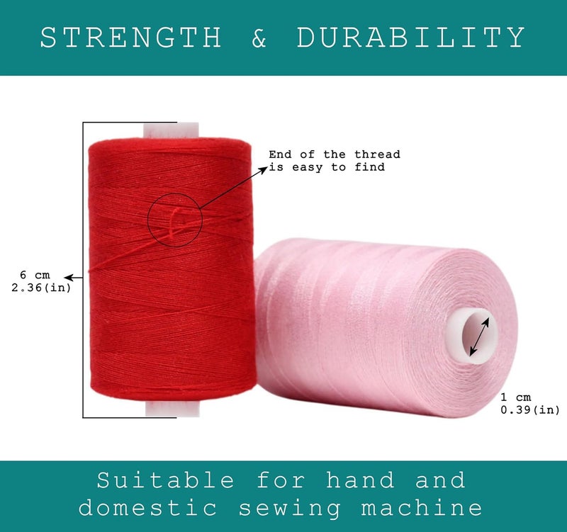 BlesSew Sewing Thread in Red Color Tones – 6 Spools of Polyester Thread for Sewing Machine for Beginners, Hand Stitching & Quilting - 1000 yds per Spool - Image 3